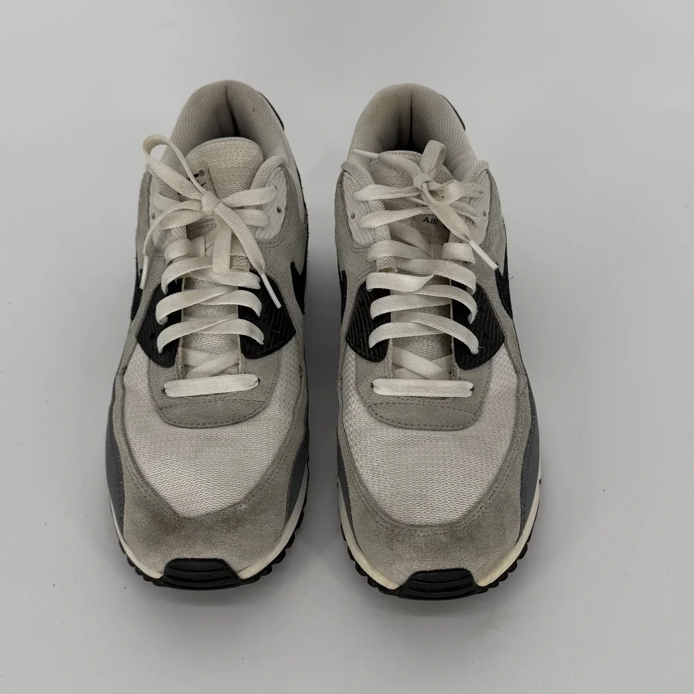 Nike Air Max 90 Mens Grey Black White Suede Mesh Sneakers CN8490-002